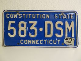 USA Nummernschild Auto License Plate CONNECTICUT 583-DSM