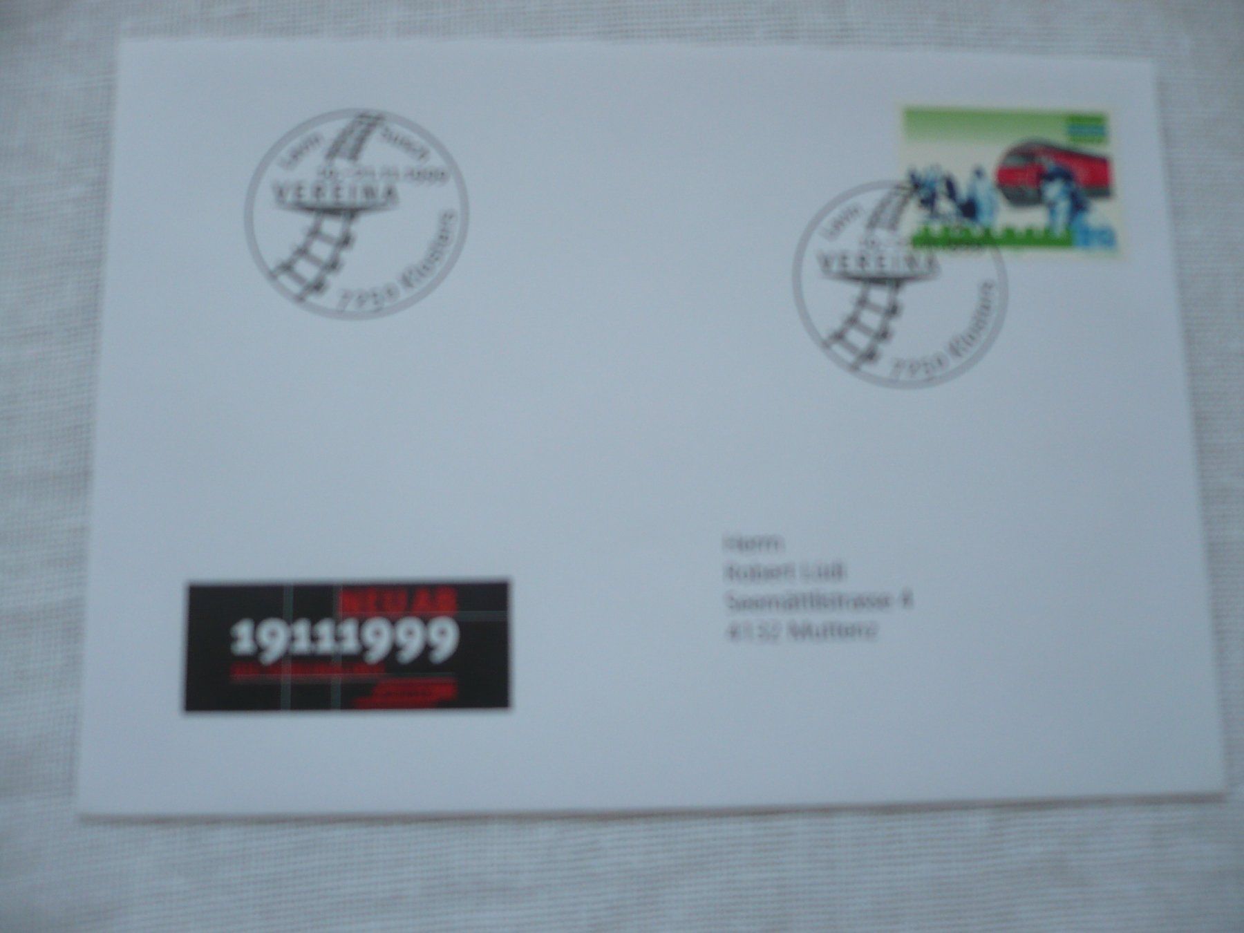 Alle Briefmarken: 1999 Vereinalinie, Klosters – Gebraucht aus Zürich von saltandpepper008