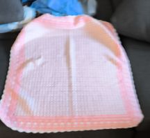 Handgemachte Babydecke, rosa-weiss, kuschelig