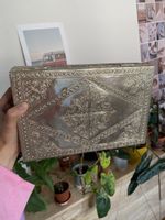 Vintage Metallkassette - Schmuckkiste mit Gravuren silber