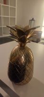 YYY: Ananas Dekoration Schale mit Deckel Metall Goldfarbig