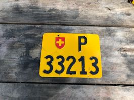 Nummernschild PTT Post Mofa ausrangiert P 33213