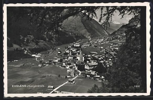 Ansichtskarten: AK Evolène, Vue générale, 1938 – Gebraucht aus Berlin von bartko-reher