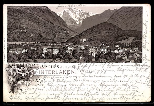 Cartoline postali: Vorläufer-Lithographie Interlaken, 1893 – Usato da Berlin venduto da bartko-reher
