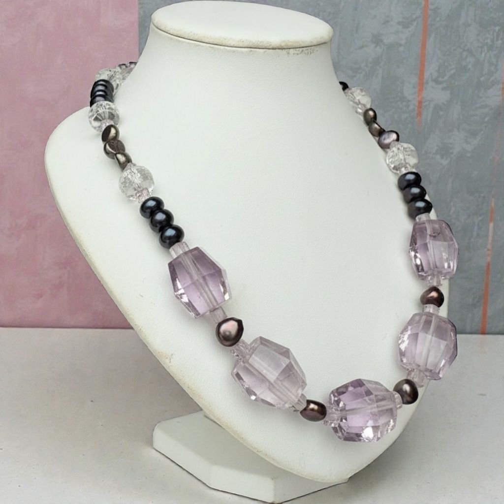 Catenine: Grosse Amethyst, Bergkristall, Perlen – Nuovo (secondo la descrizione) da Basel venduto da Chili007 1