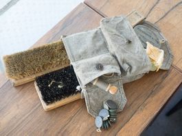 Schuhputzset Nähset Pflegeset Militär Armee Knöpfe Vintage