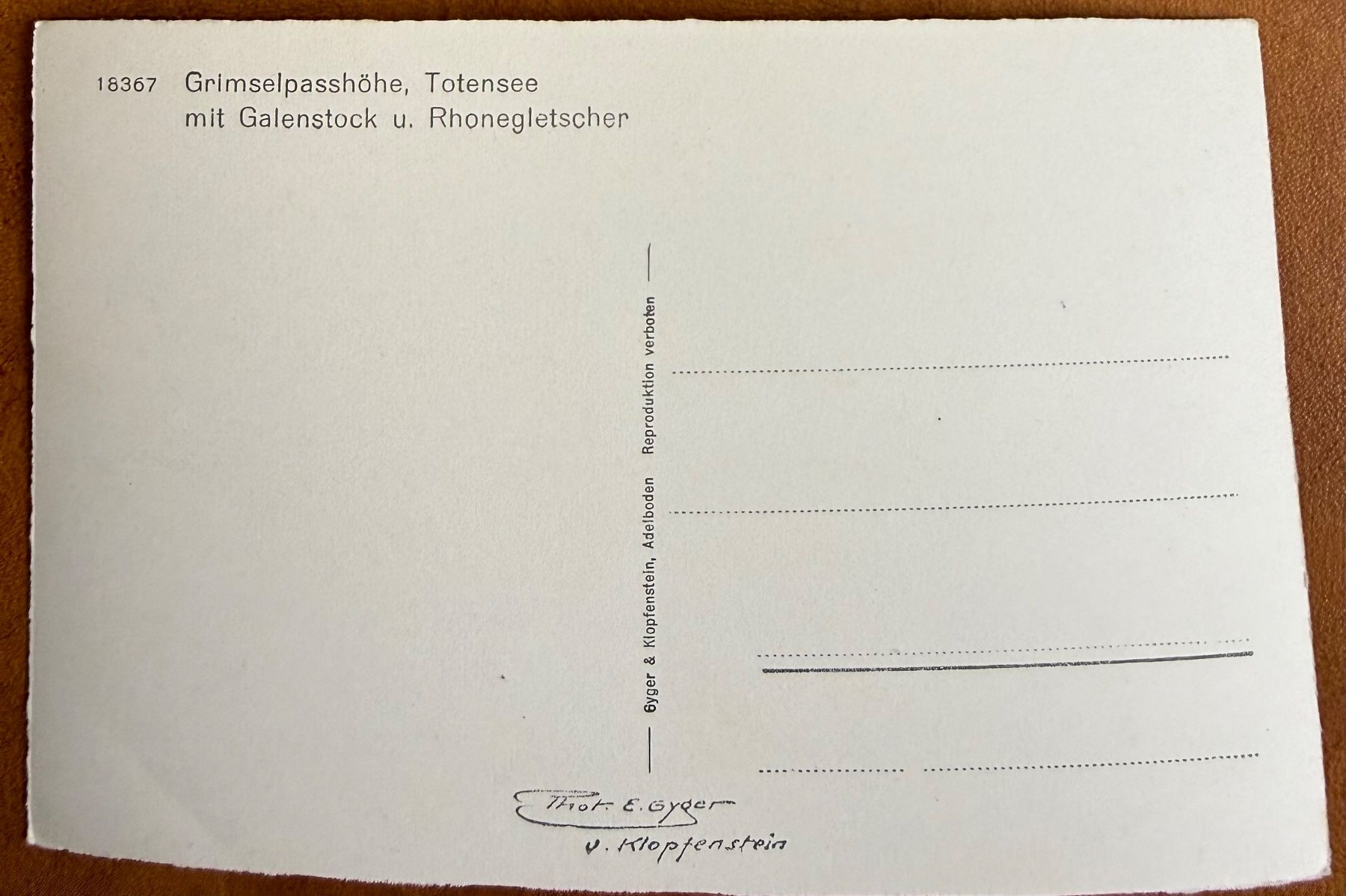 Cartes postales: AK: Grimselpasshöhe - Totensee, Rhonegletscher – D'occasion à Lutry par Ediego 1
