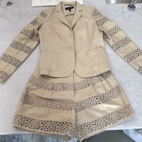 Escada Sommer Set, Gr. 36, Beige, mit Lochmuster - Top Zu...
