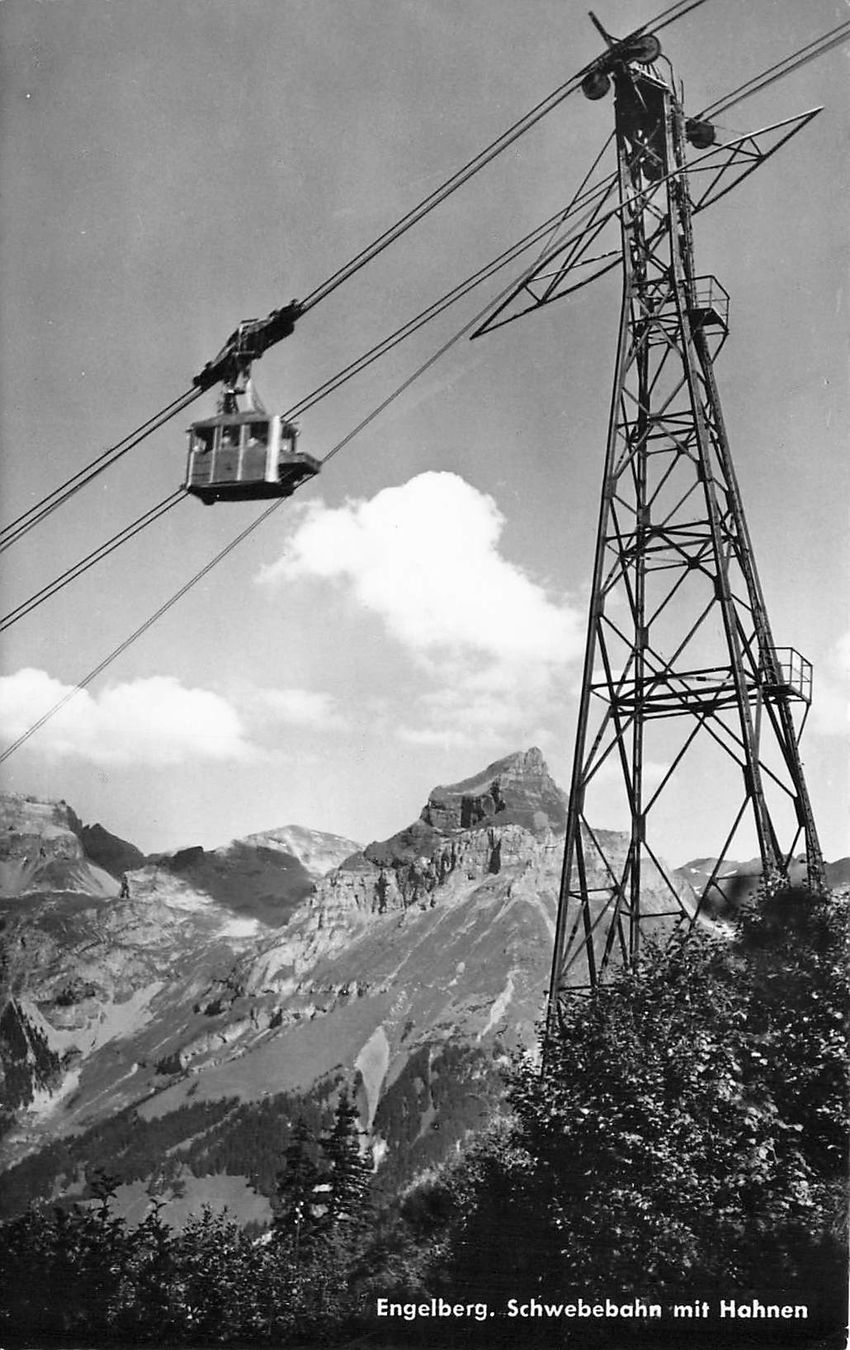 Cartoline postali: Engelberg Schwebebahn mit Hahnen Gondelbahn – Usato da Biasca venduto da Blenio71