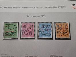 Schweizer Postmarken Helvetia Pro Juventute 1988