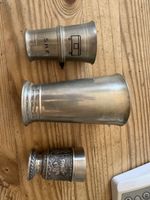 Anciens gobelets en étain, collection variée et rare!