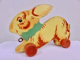 hübsches Nachziehtier HASE HOPPELHASE Vintage 40er 50er