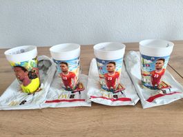 🔥4x MC Donalds Becher WM 2026, Shaqiri, Ronaldinho, Neu🔥