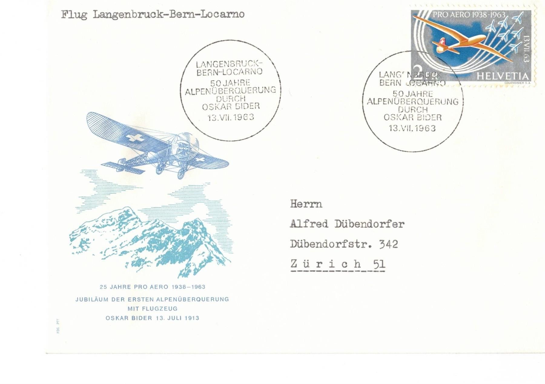 Alle Briefmarken: 1963 25 Jahre  Pro Aero – Gebraucht aus Rheinau von loxis