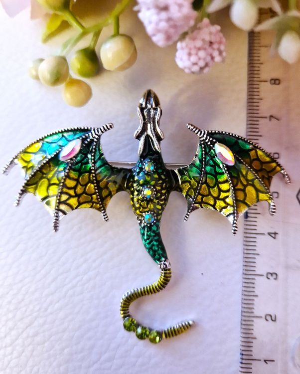 Broche Vintage Dragon Fly (libellule) - Ailes Détaillées Dorées Et Blanches - Occasion