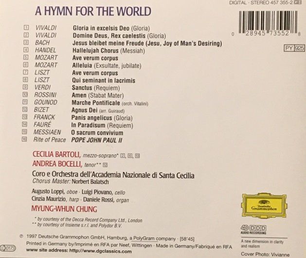 CDs: Bartoli / Bocelli - A hymn for the world – Gebraucht aus Grüningen von azulblanco 1