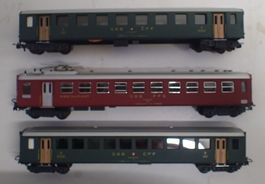 Hag H0 - 3x SBB P'Wagen EW I mit alte SBB logo - WR, 1&2. Kl