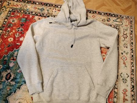 Grauer Hoodie mit Reissverschluss-Tasche, Grösse M