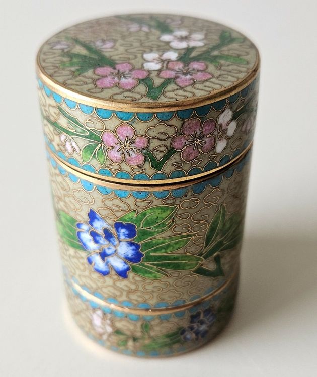 Ancienne Boîte émaillée Cloisonnée émaux De Chine - Pilulier Vintage, Occasion Bon état
