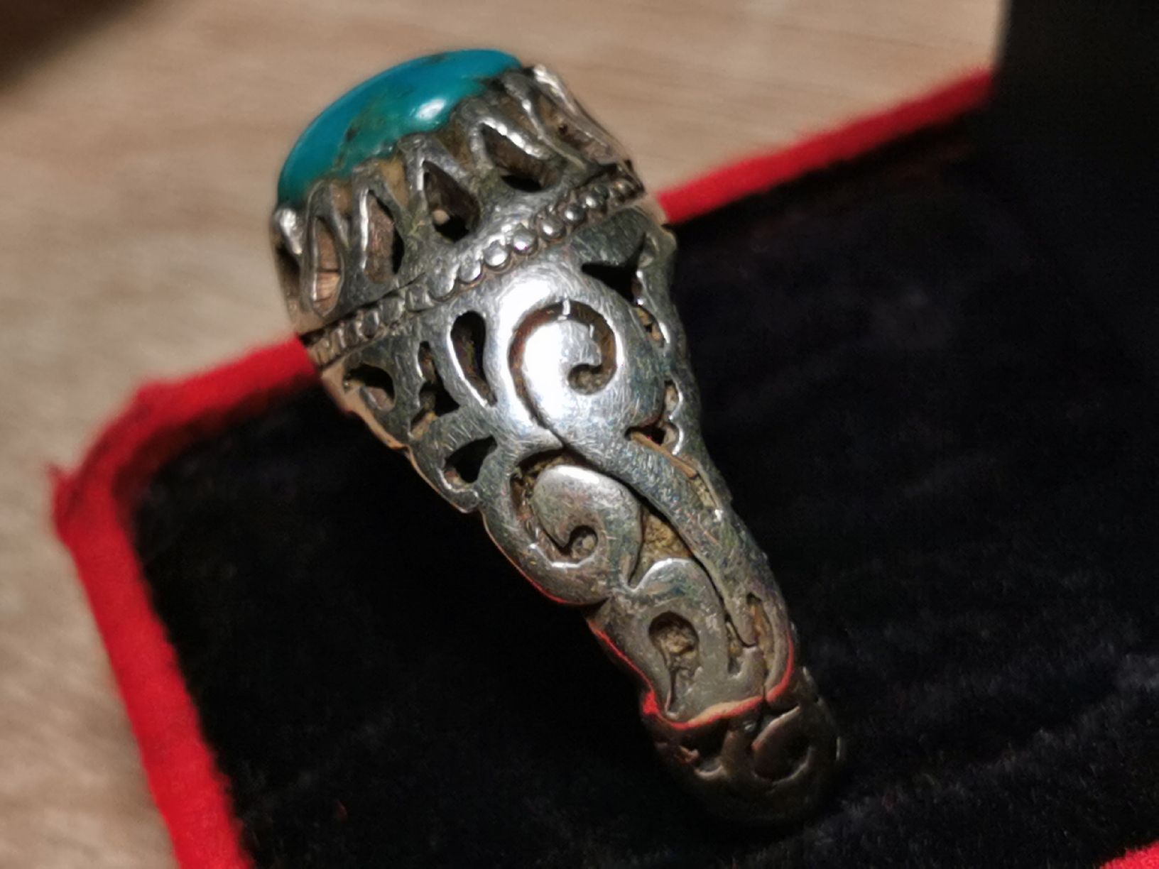 Anelli: Herren Silber Ring mit Türkis Durchmesser 20 mm – Usato da Schlieren venduto da vlalif 3