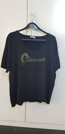 T-Shirt schwarz mit Verzierung, Grösse 48
