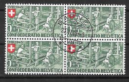 Viererblock Pro Patria B26 gestempelt Sarnen 23.6.1945