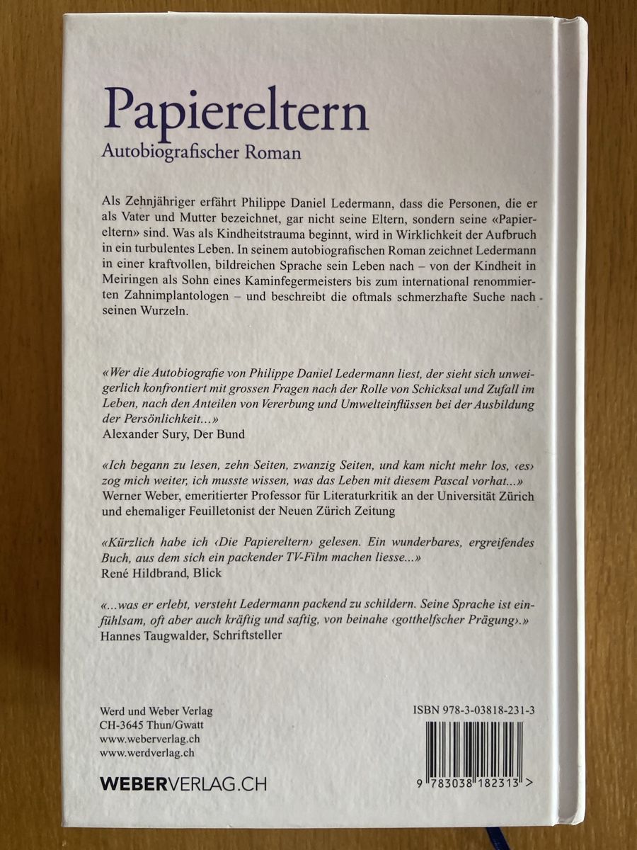 Bücher: Philippe Daniel Ledermann - Papiereltern Autobiografie – Gebraucht aus Schwarzenburg von Aha016 1