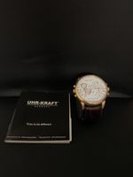 Uhr-Kraft Chronograph Herrenuhr vergoldet mit Lederarmband