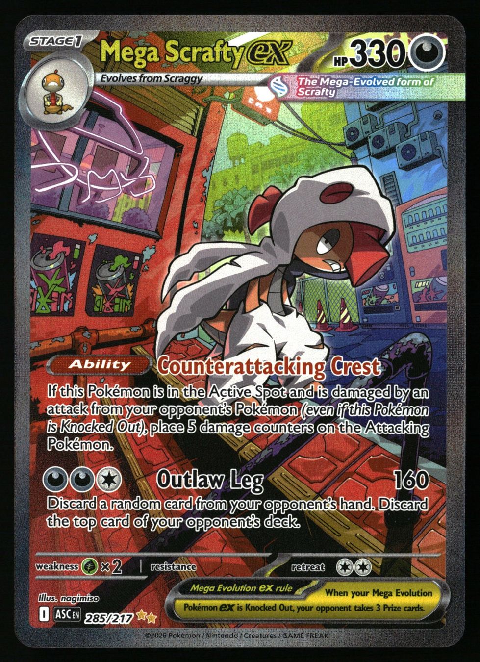 Pokémon Carte collezionabili: Mega Scrafty Ex #285 Pokemon Ascended Heroes – Usato da Feuerthalen venduto da Plazatoys