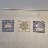 3er Set süsse gerahmte Stoffbilder