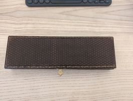 Vintage Brown Pen Box with Blue Lining, Lovely!