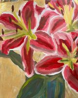 Gemälde Blumenmotiv Lilien Acryl auf Leinwand neu