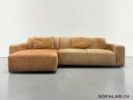 Ecksofa, Vollanilinleder, Camel/Cognac
