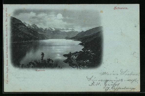 Ansichtskarten: Mondschein-AK Walensee, Walensee aus der – Gebraucht aus Berlin von bartko-reher