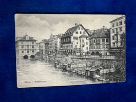 Alte Ansichtskarte Zürich Rathausquai, beschriftet 1910er...