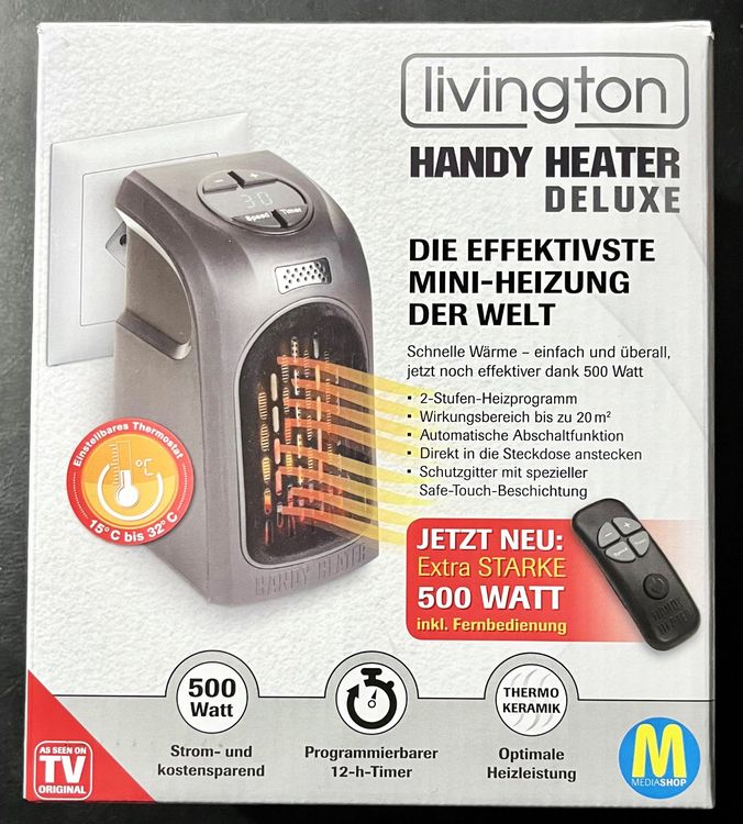Mini-Heizung Livington Handy Heater Deluxe 500 Watt - NEU