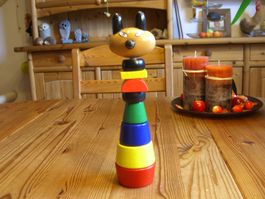 hübsche, bunte Stapel Katze, Holz, 9 Teile