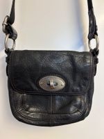 Fossil Schwarze Leder-Umhängetasche