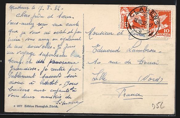 Cartoline postali: Montreux, Panorama mit Segelboot und Ber – Usato da Berlin venduto da bartko-reher 1