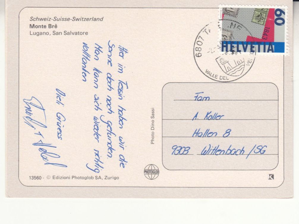 Ansichtskarten: Monte Brè 1993 – Gebraucht aus Bürglen TG von StampGraf 1