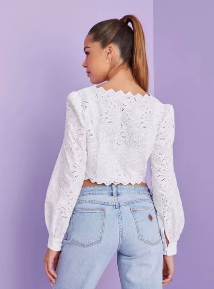 Crop Top Spitze Weiss