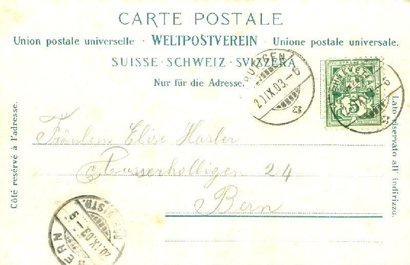 Cartoline postali: Frutigen - Litho + 1903 – Usato da Emmenbrücke venduto da teestube 1