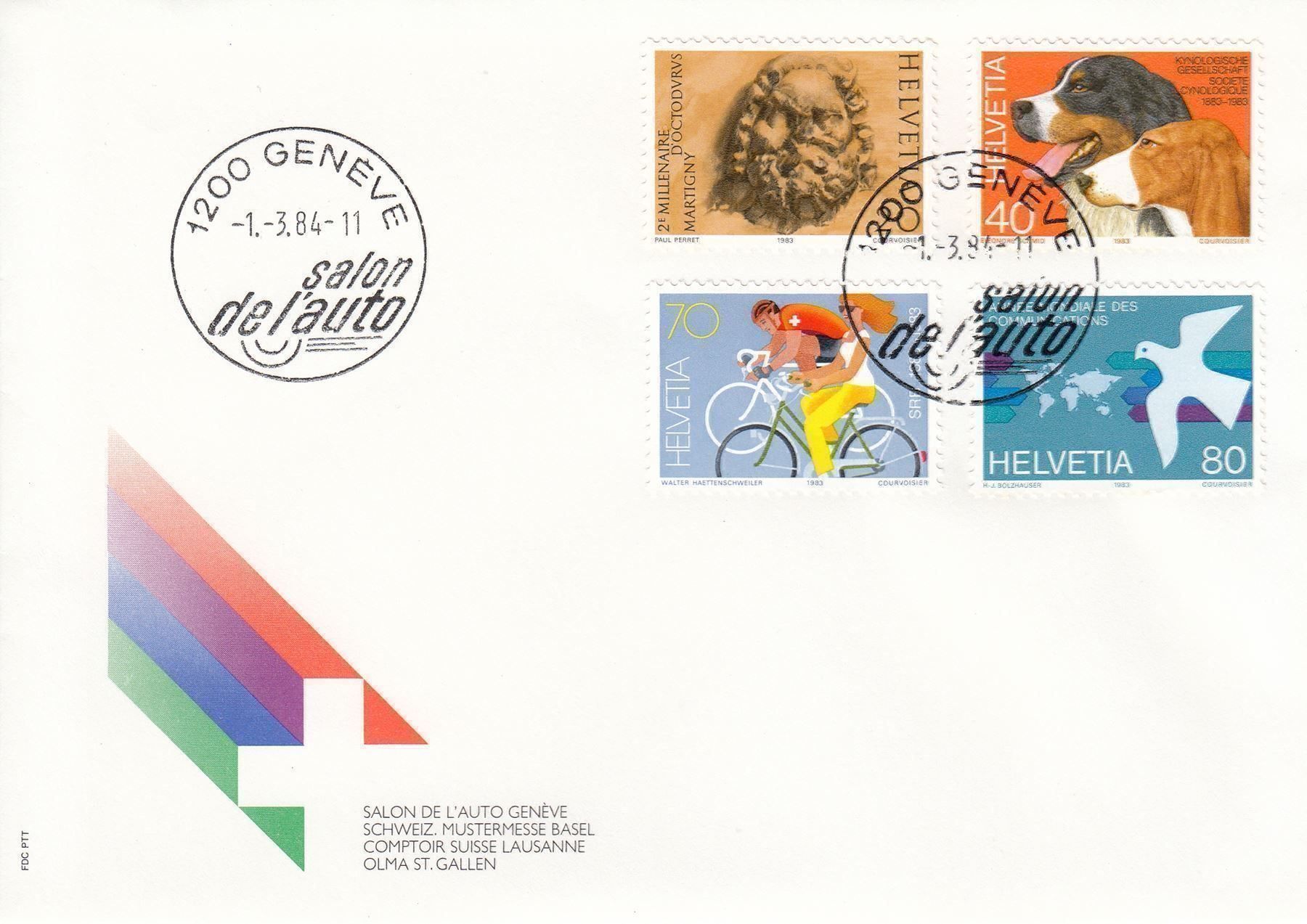 Alle Briefmarken: 1983/84 701-10 4 FDC Autosalon Genf CEPT – Gebraucht aus Spreitenbach von Mustang_1105 3
