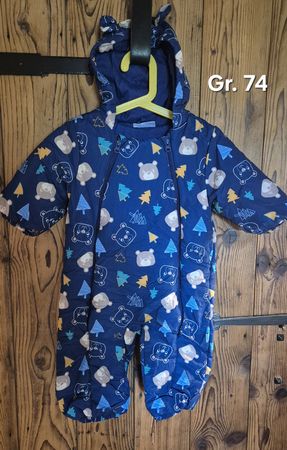 Baby Schneeanzug blau mit Bären Motiv Grösse 74 gebraucht