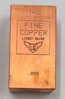 (332) Kupferbarren, 1 kg,Barren Swiss, Fine 999/1000