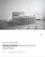 Boxspringbett, neuwertig, MÖMAX, grau, 180x200cm, Top!