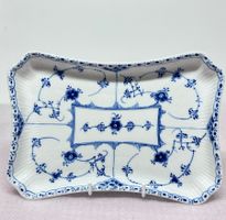 Royal Copenhagen Blaue geriffelte Half Lace Platte / Schale