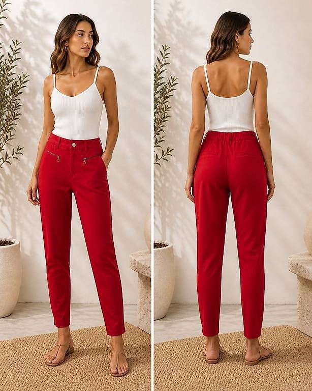Pantaloni: Pantalone rosso elasticizzato Maddison – Usato da Lugano venduto da mic_zcm7 1