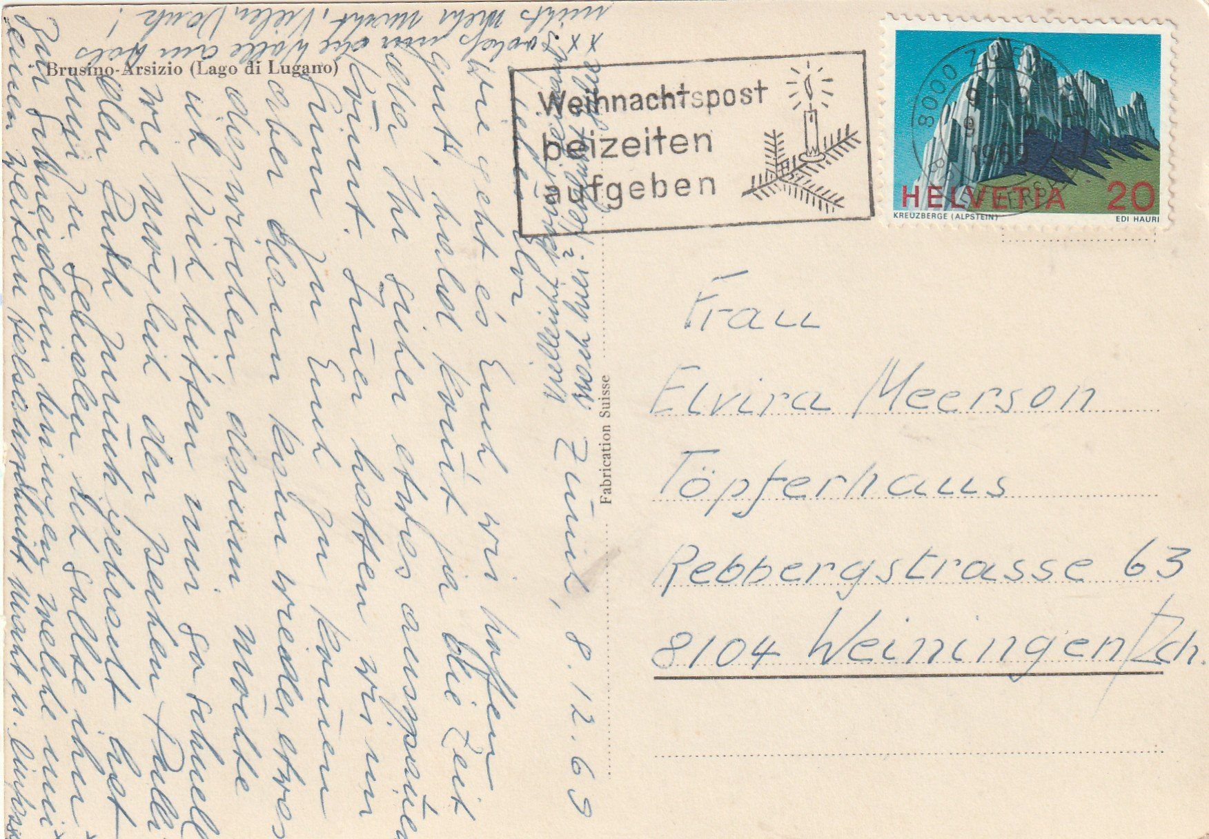 Cartoline postali: Brusino Lago Magiore. Einschiffung 1969 – Usato da Lumbrein venduto da made02 1