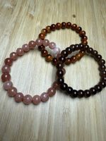 3 Edelstein Armbänder Perlen verschiedenfarbig neu